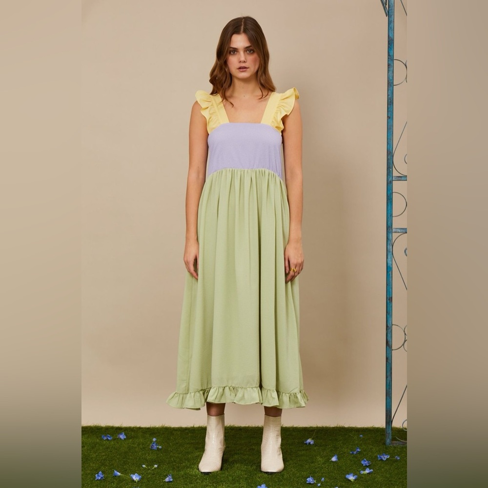 Sister Jane Purple and Green Sundress Sleeveless Casual